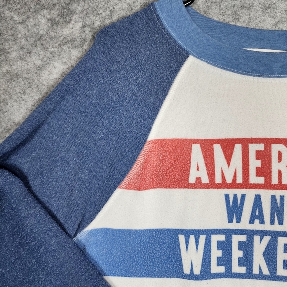 Wildfox America Wants Weekends Long Sleeve Crew Neck Pullover Sweater Size Med - Picture 2 of 9